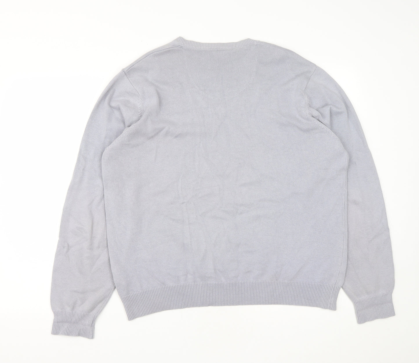 Marks and Spencer Mens Grey V-Neck  Cotton Pullover Jumper Size L