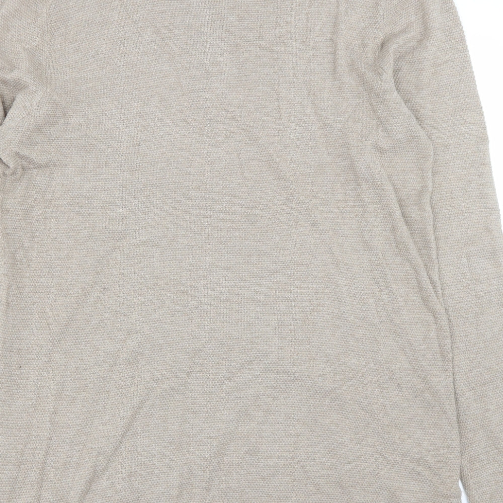 Roberto Mens Beige Round Neck  Cotton Pullover Jumper Size L