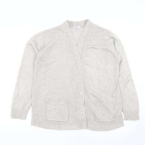 Damart Womens Beige V-Neck  Acrylic Cardigan Jumper Size 12