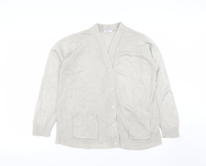 Damart Womens Beige V-Neck Acrylic Cardigan Jumper Size 12