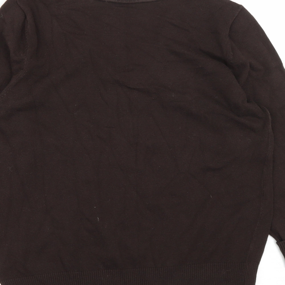 Debenhams Womens Brown V-Neck  Cotton Pullover Jumper Size 16