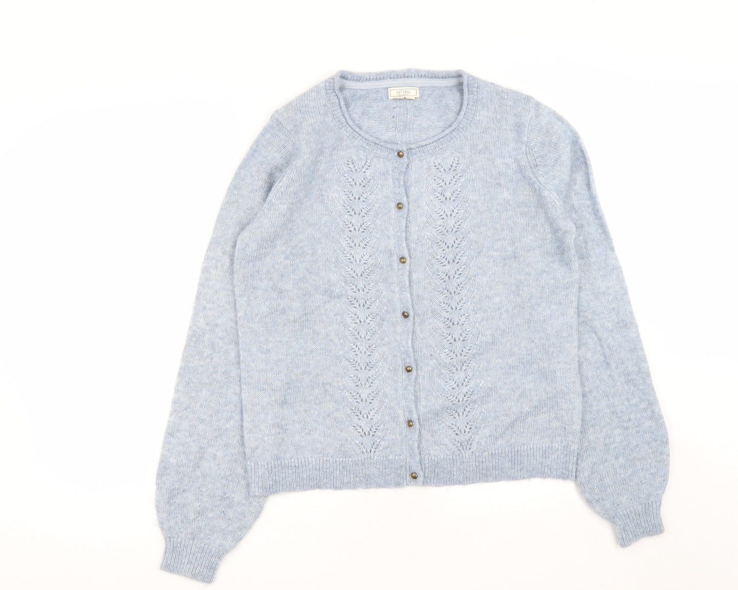 Fat Face Womens Blue Round Neck  Nylon Cardigan Jumper Size 12