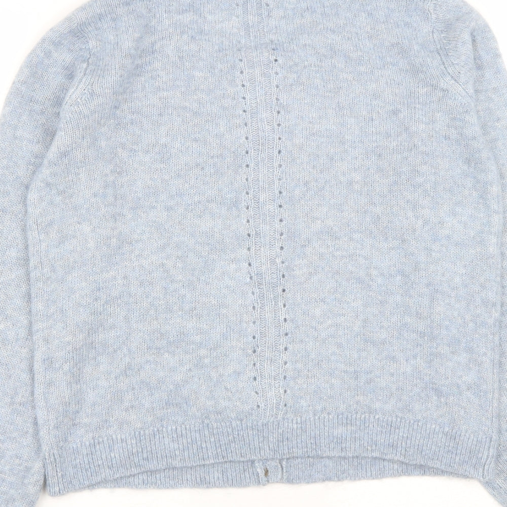 Fat Face Womens Blue Round Neck  Nylon Cardigan Jumper Size 12