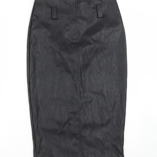 F&F Womens Black  Polyester Straight & Pencil Skirt Size 8   Zip