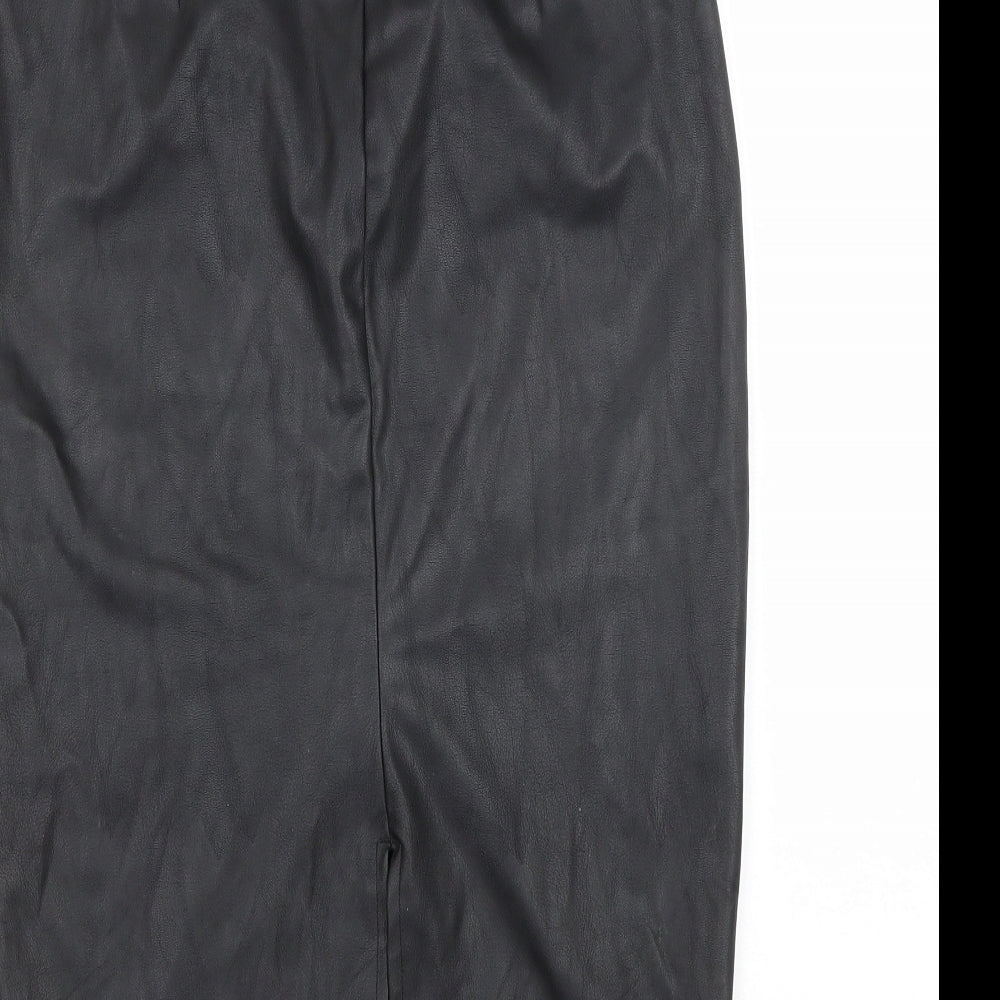 F&F Womens Black  Polyester Straight & Pencil Skirt Size 8   Zip
