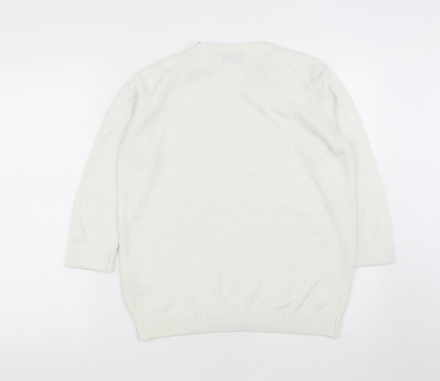 Wallis Womens White Round Neck  Cotton Pullover Jumper Size S