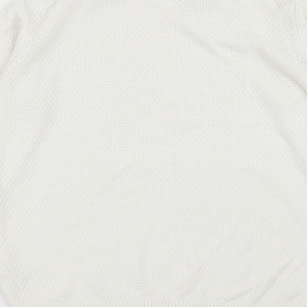 Wallis Womens White Round Neck  Cotton Pullover Jumper Size S