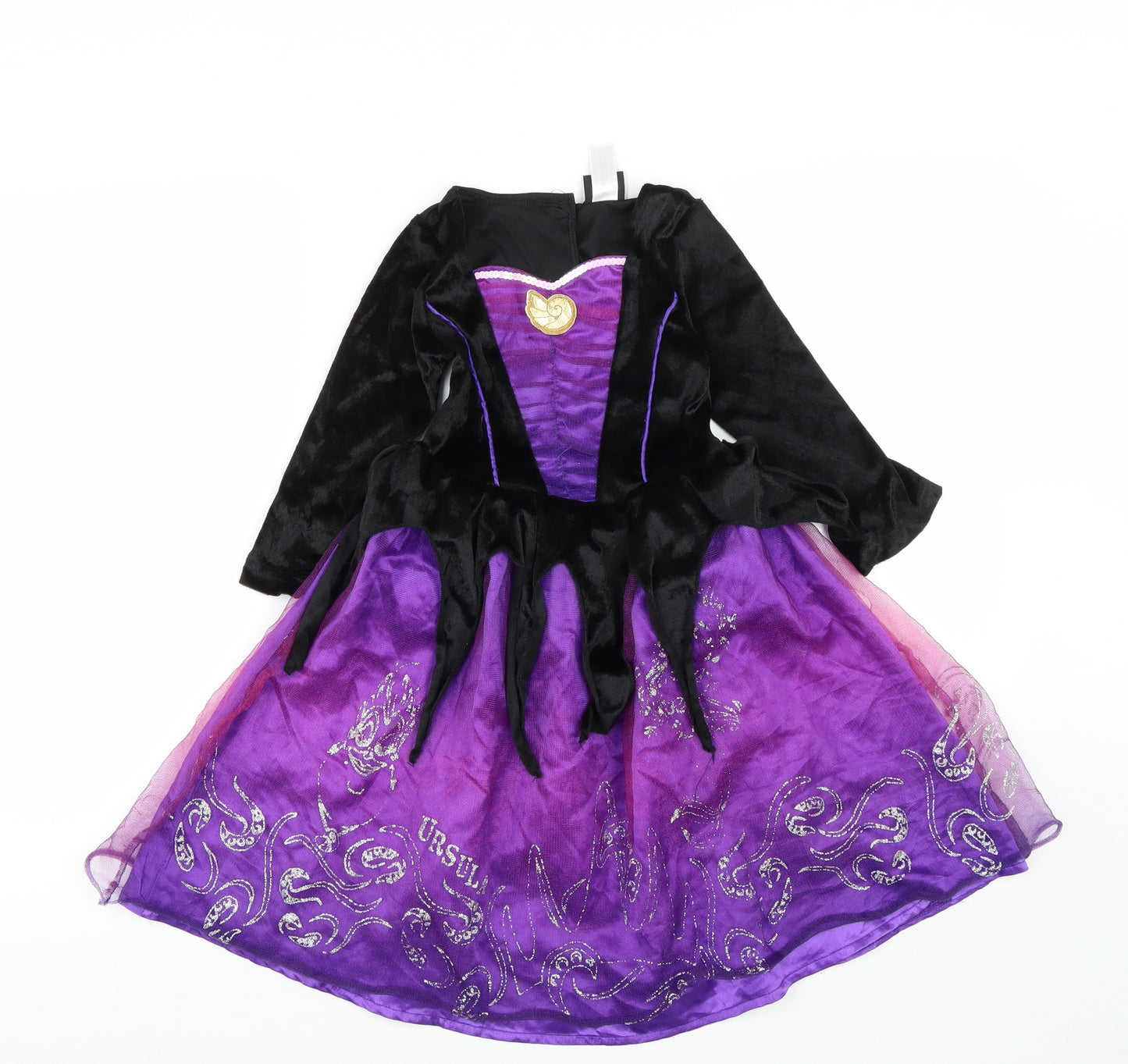 TU Girls Purple  Polyester Tutu Dress  Size 3-4 Years  Round Neck Hook & Loop - Disney The Little Mermaid Ursula