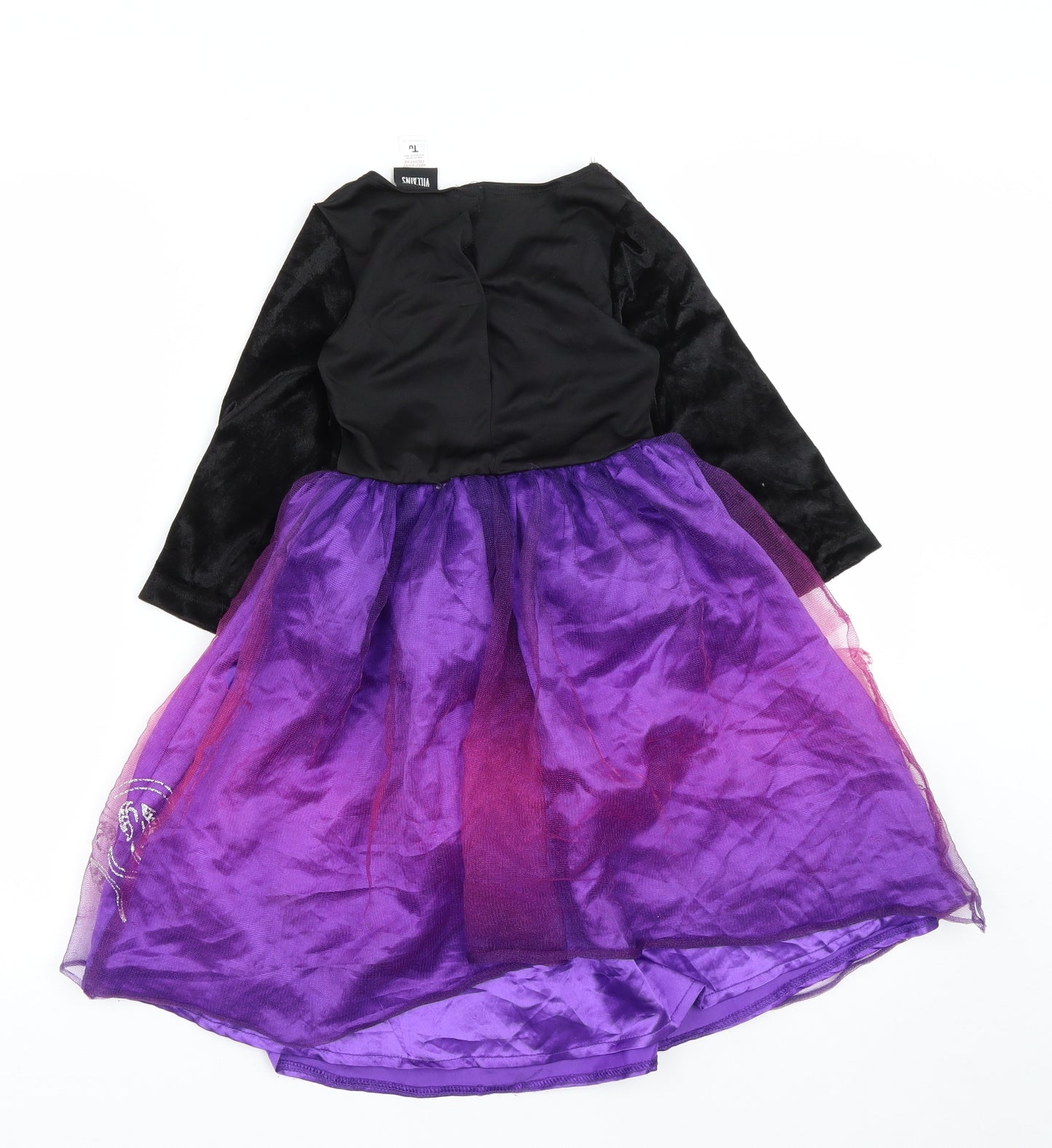 TU Girls Purple  Polyester Tutu Dress  Size 3-4 Years  Round Neck Hook & Loop - Disney The Little Mermaid Ursula