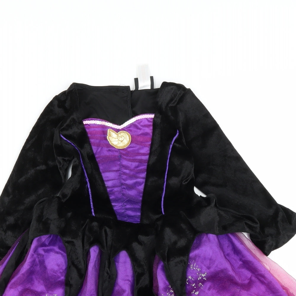 TU Girls Purple  Polyester Tutu Dress  Size 3-4 Years  Round Neck Hook & Loop - Disney The Little Mermaid Ursula