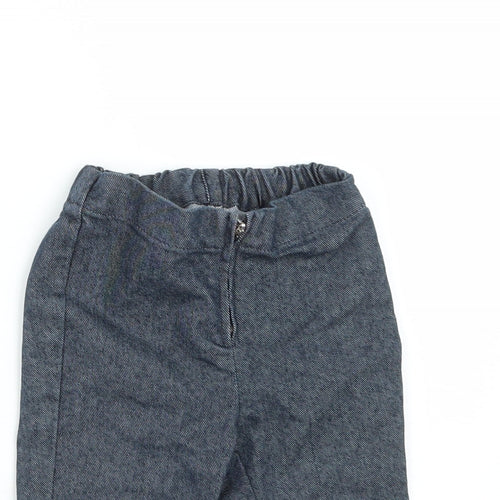 United Colors of Benetton Girls Blue Floral Polyester Cropped Jeans Size 12 Months  Zip