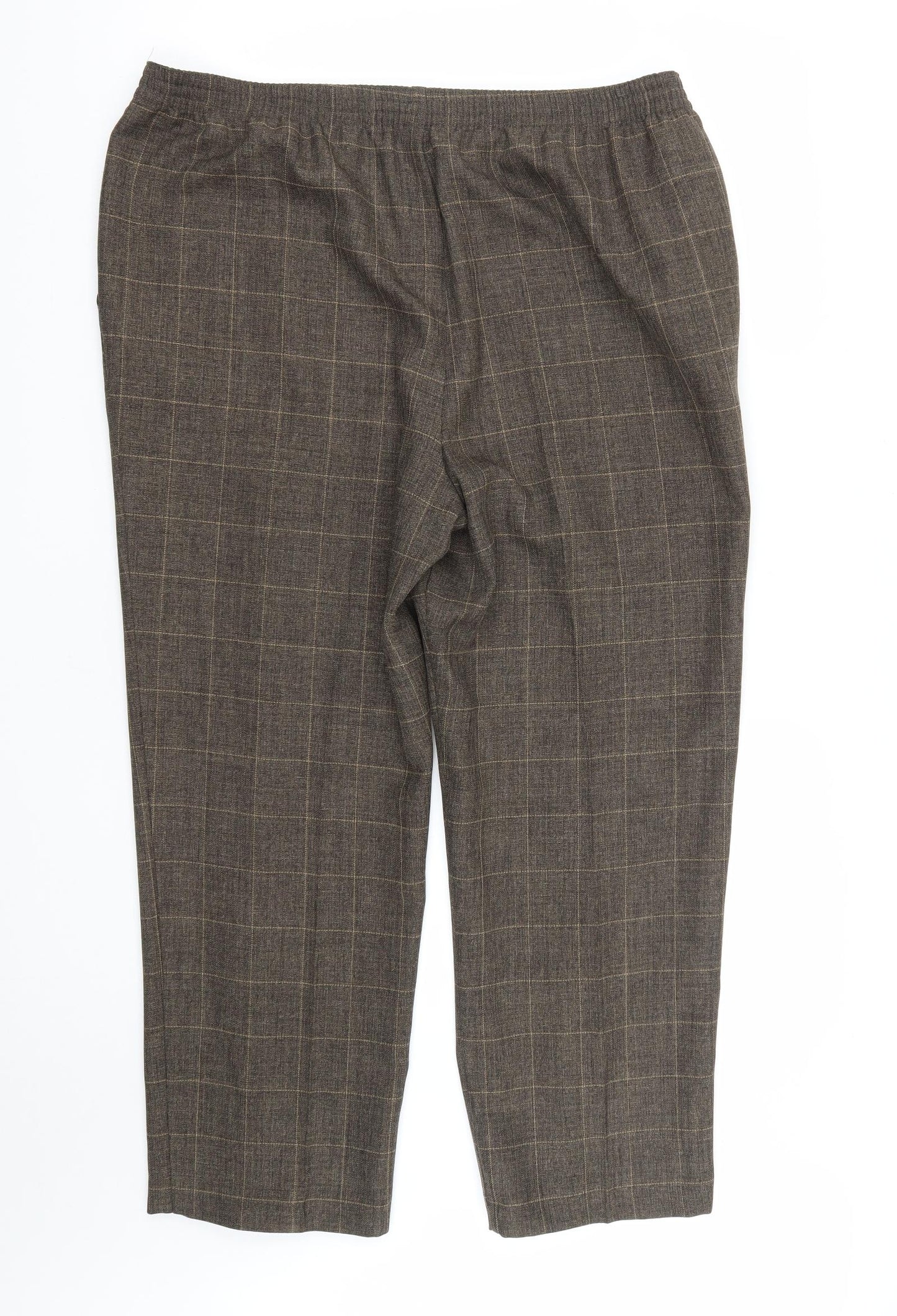 Marks and Spencer Womens Brown Plaid Polyester Trousers  Size 18 L27 in Regular