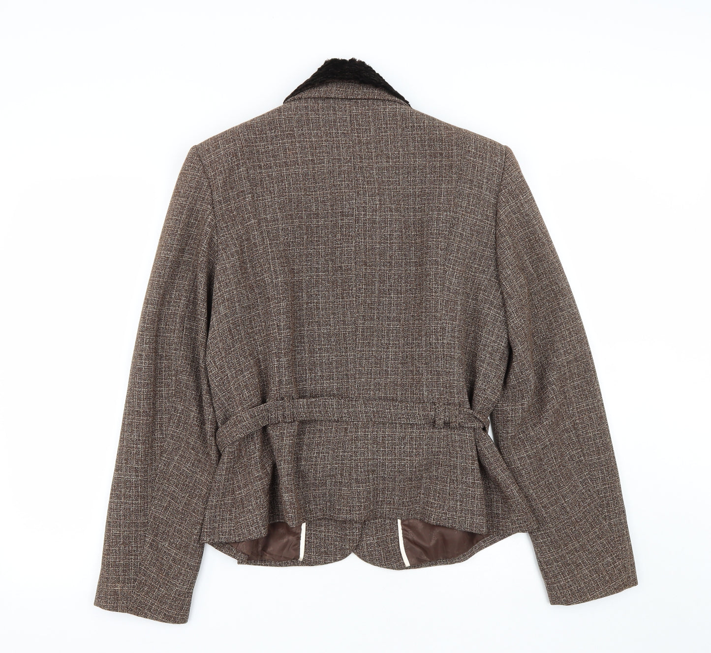 Bonmarché Womens Brown   Jacket  Size 16  Button - DETACHABLE FUR COLLAR