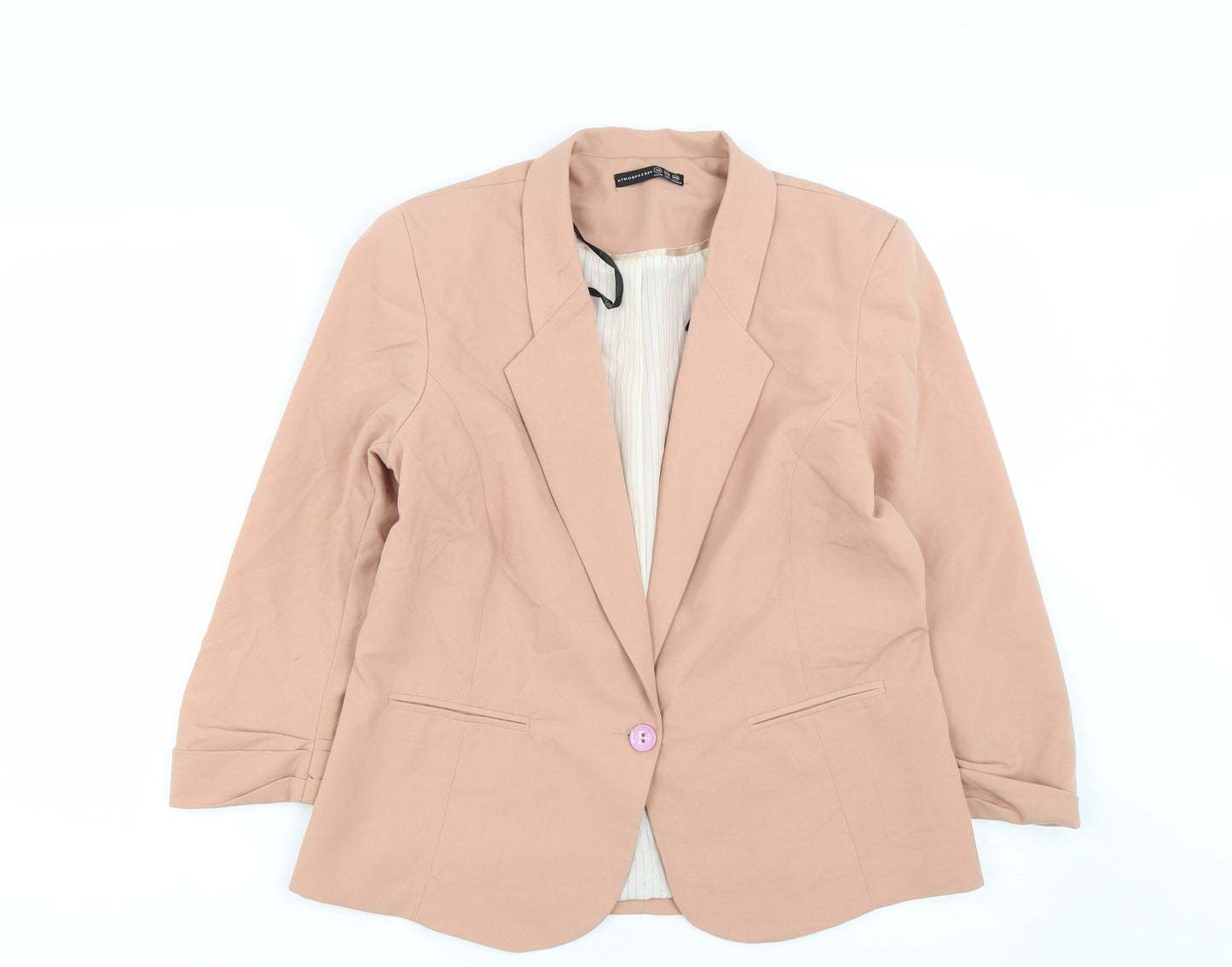 Atmosphere Womens Pink  Polyester Jacket Blazer Size 14