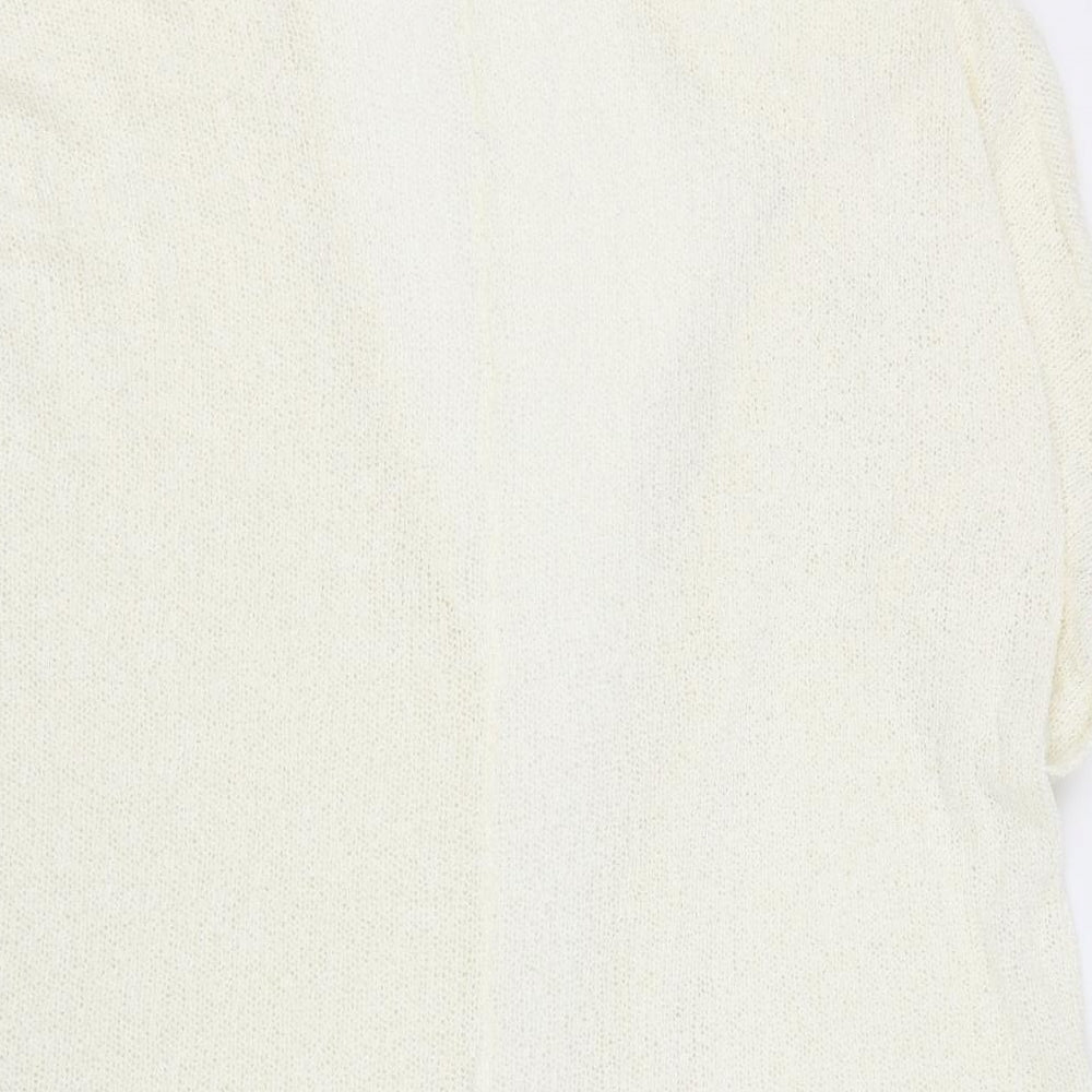 H&M Womens White V-Neck  Polyester Cardigan Jumper Size 4XL