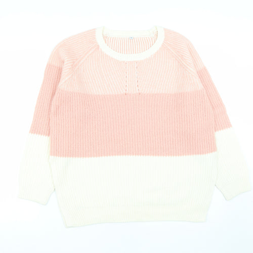 Preworn Womens Pink Round Neck  Acrylic Pullover Jumper Size 12