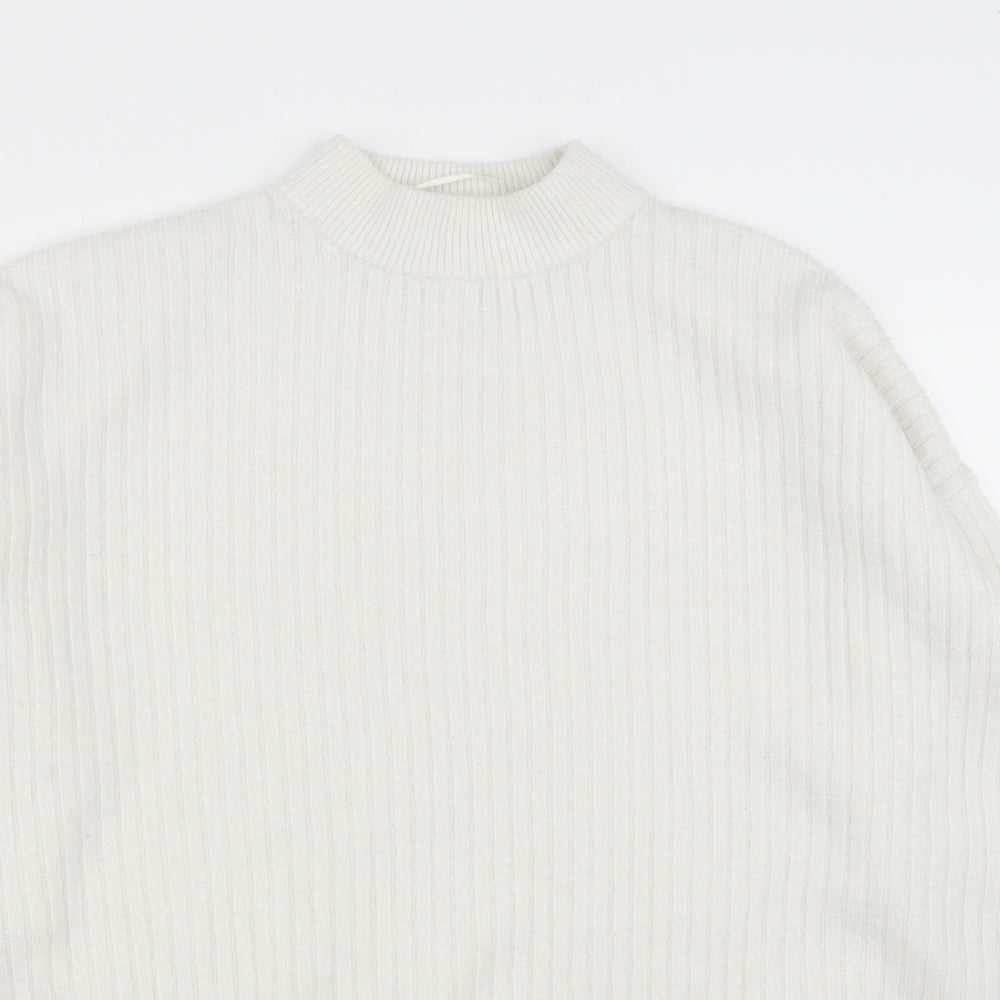 H&M Womens White High Neck  Polyester Pullover Jumper Size S