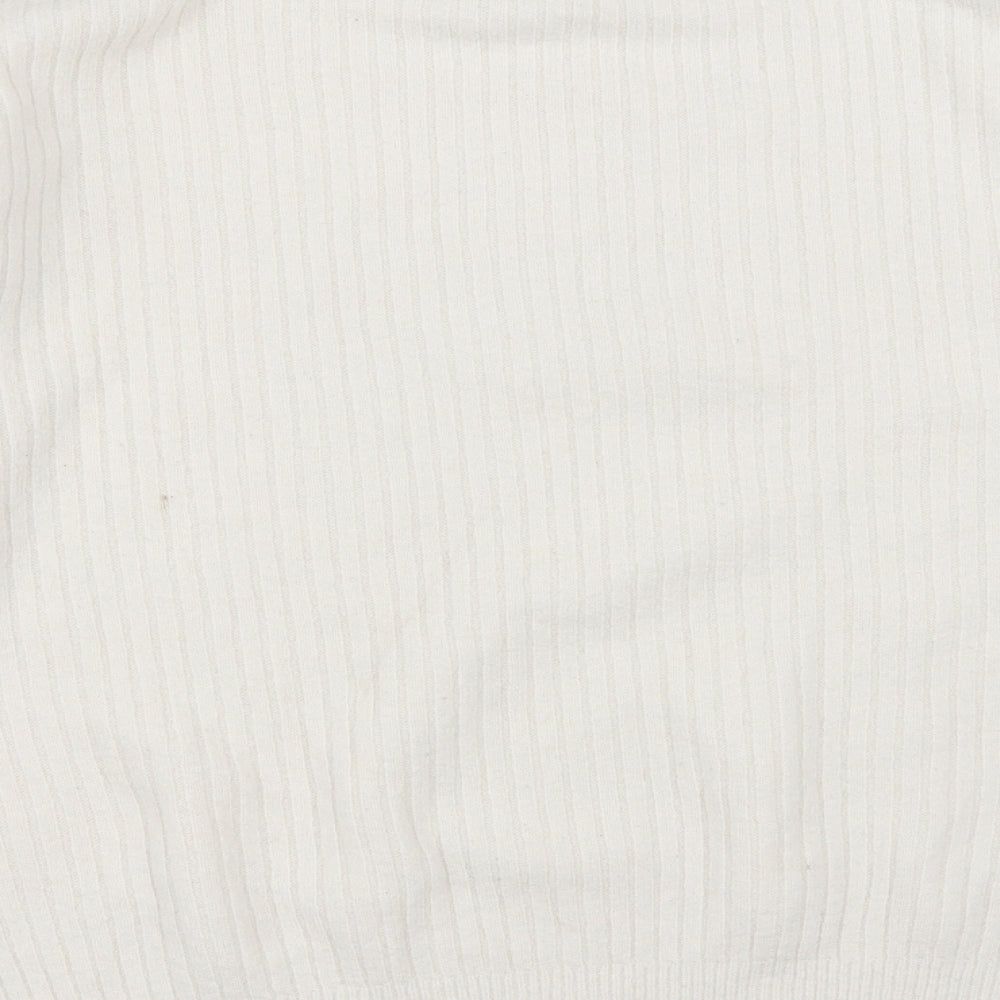 H&M Womens White High Neck  Polyester Pullover Jumper Size S