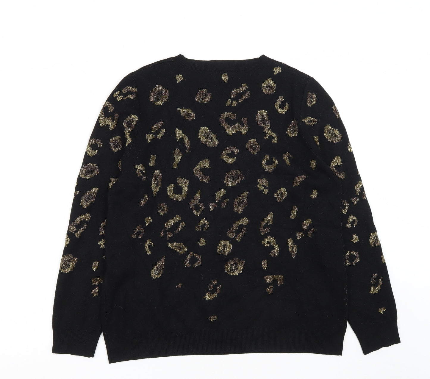 Matalan Womens Black Round Neck Geometric Viscose Pullover Jumper Size 16