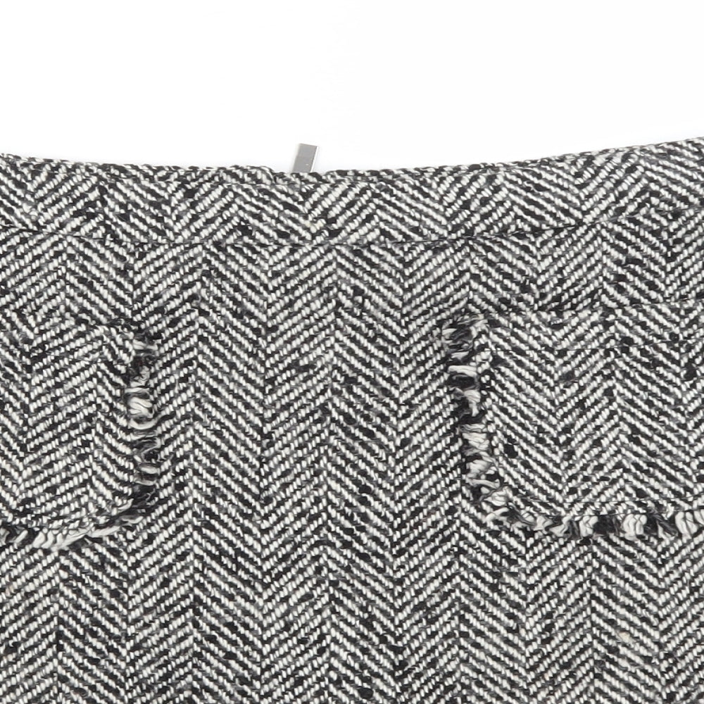 New Look Womens Black  Polyester A-Line Skirt Size 10   Zip