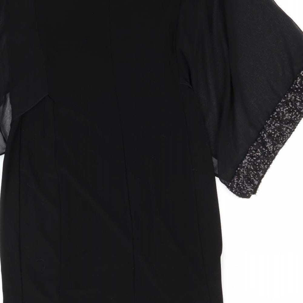Wallis Womens Black  Polyester Pencil Dress  Size 10  Round Neck Button