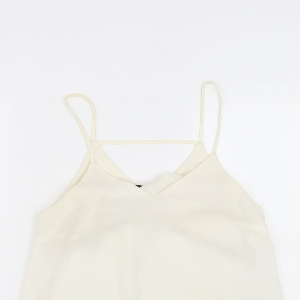 Peacocks Womens White  Polyester Camisole Tank Size 8 V-Neck