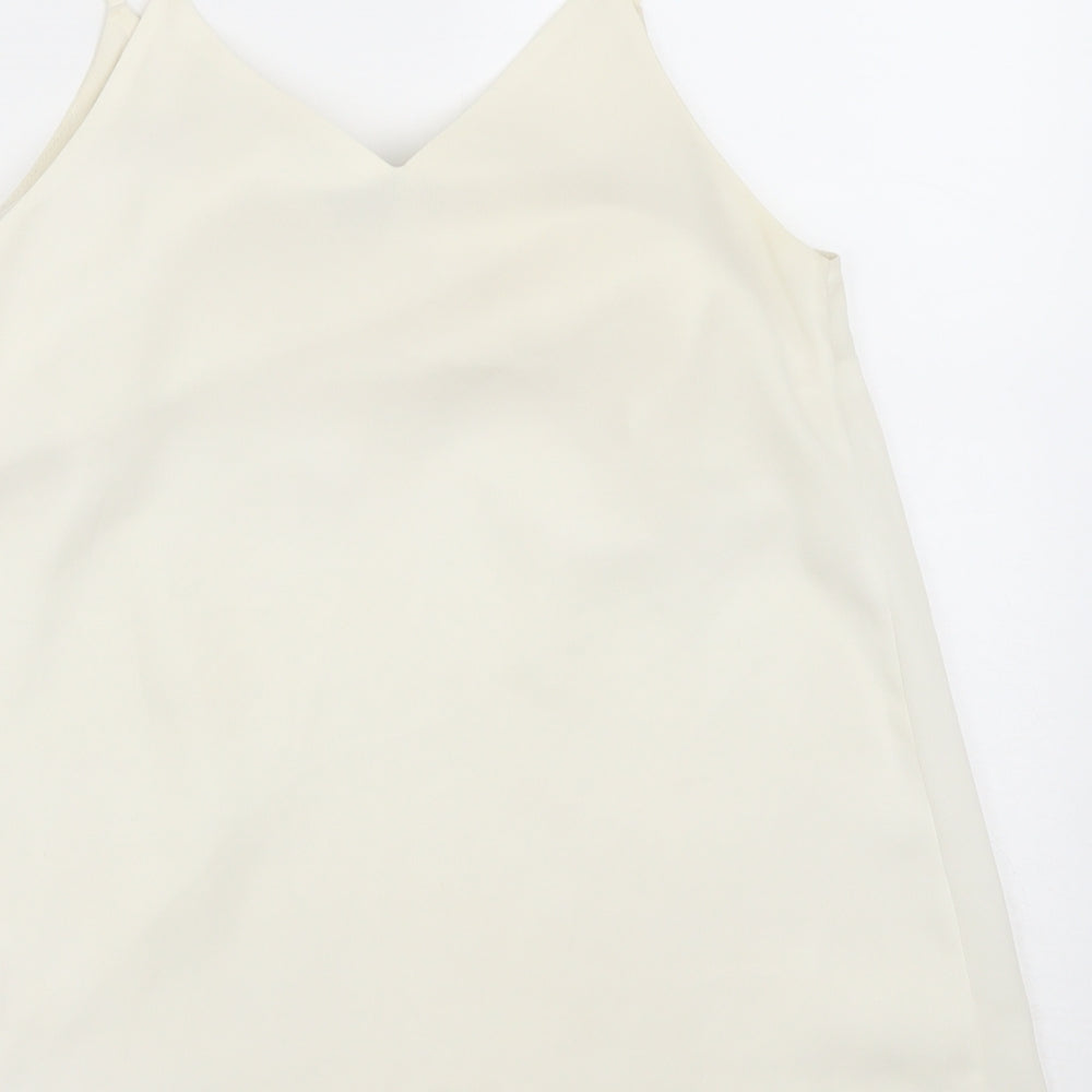 Peacocks Womens White  Polyester Camisole Tank Size 8 V-Neck