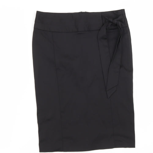 Topshop Womens Black  Polyester Straight & Pencil Skirt Size 8   Zip