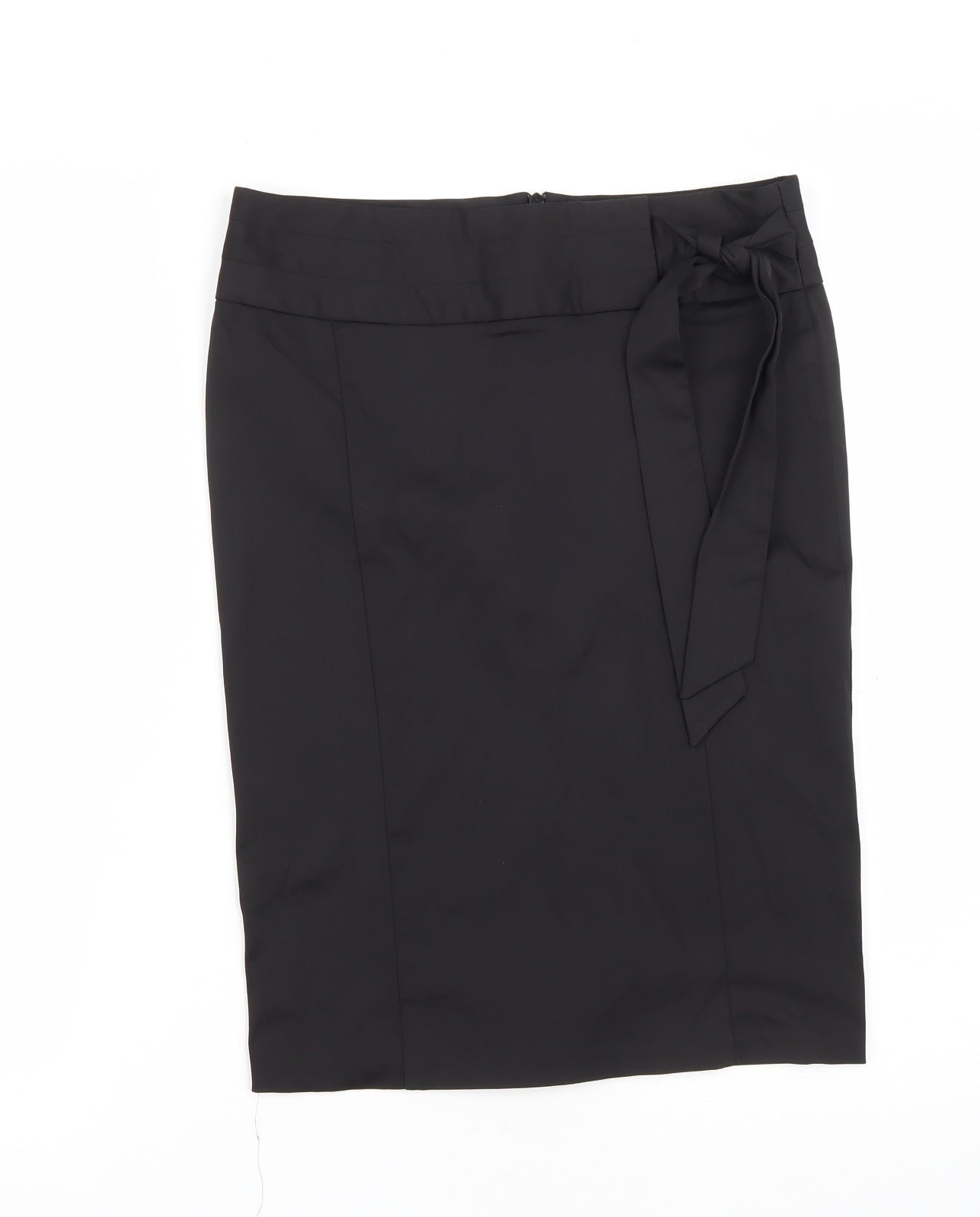 Topshop Womens Black  Polyester Straight & Pencil Skirt Size 8   Zip