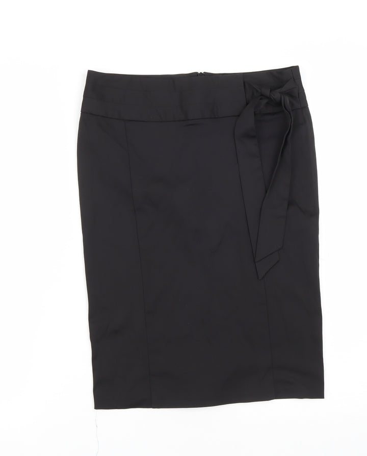 Topshop Womens Black  Polyester Straight & Pencil Skirt Size 8   Zip