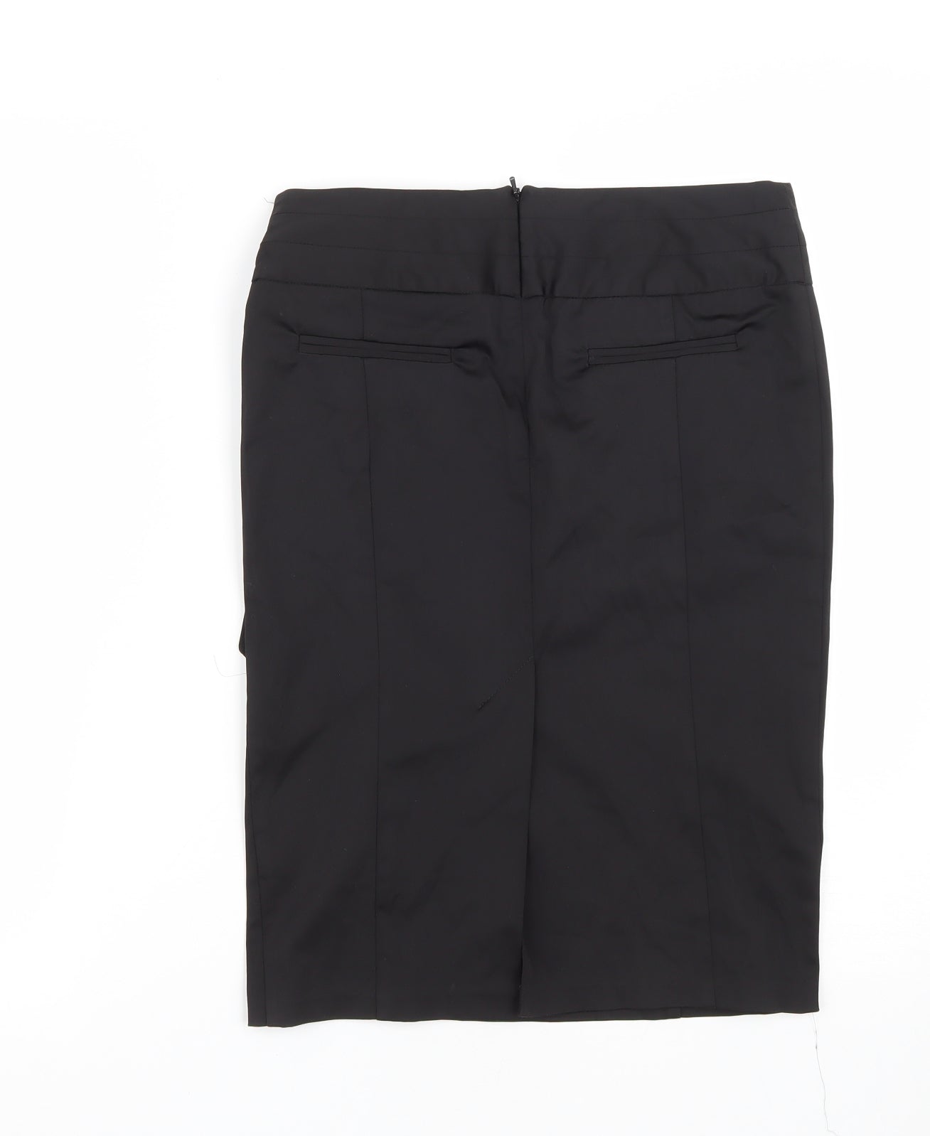 Topshop Womens Black  Polyester Straight & Pencil Skirt Size 8   Zip