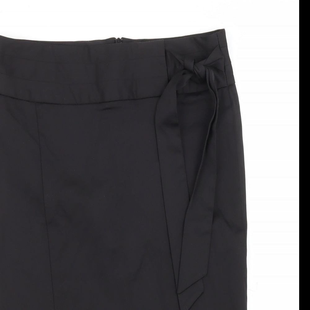 Topshop Womens Black  Polyester Straight & Pencil Skirt Size 8   Zip