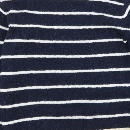 NEXT Womens Blue Round Neck Striped Acrylic Pullover Jumper Size M