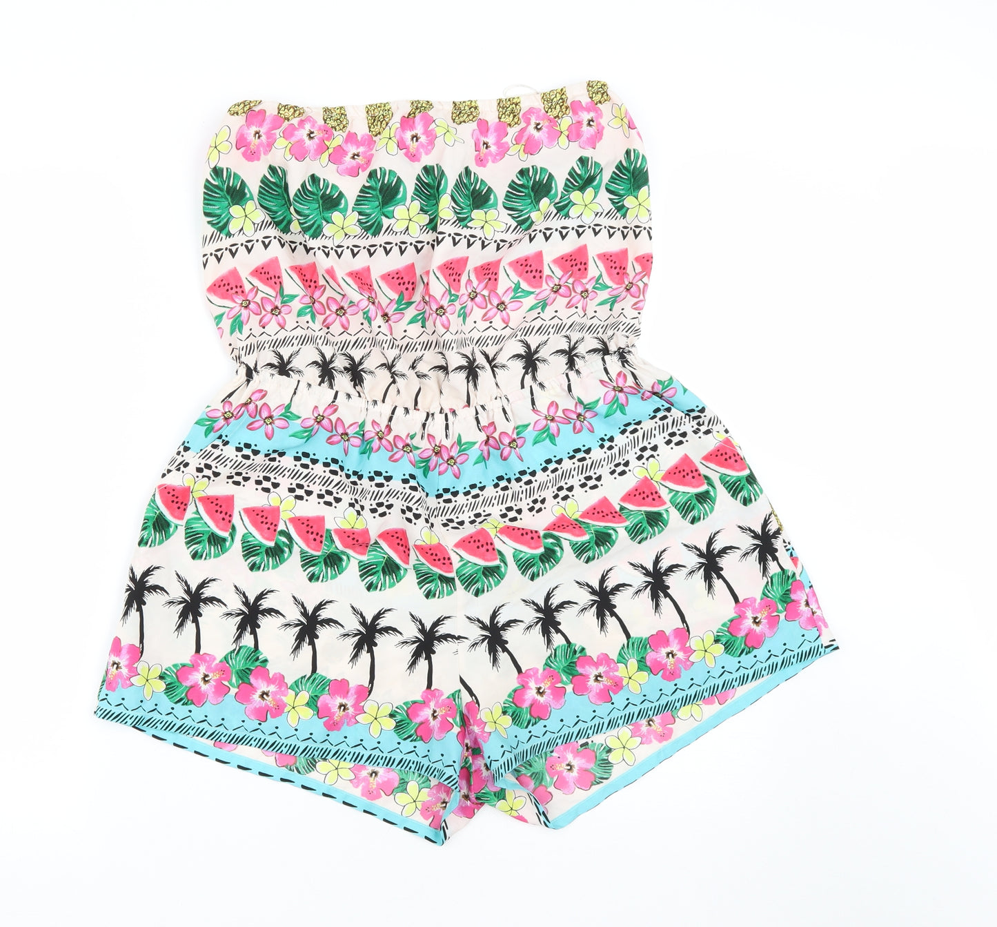 Atmosphere Womens Multicoloured Floral Polyester Playsuit One-Piece Size L  Tie - Tube Playsuit