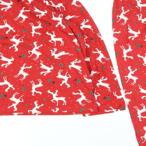 Primark Womens Red Solid Cotton Top Pyjama Set Size 2XL   - Christmas Pyjama set