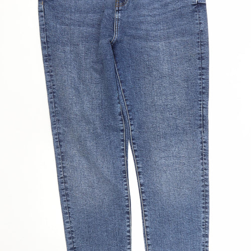 Denim & Co. Womens Blue  Cotton Straight Jeans Size 14 L30 in Regular Zip