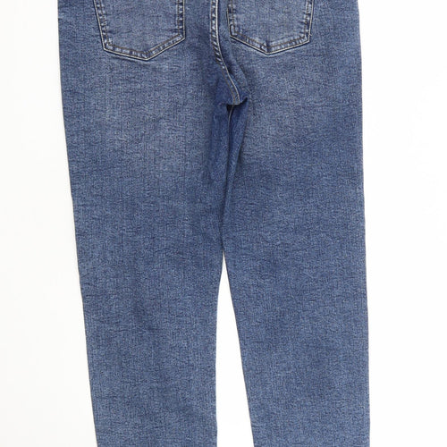 Denim & Co. Womens Blue  Cotton Straight Jeans Size 14 L30 in Regular Zip