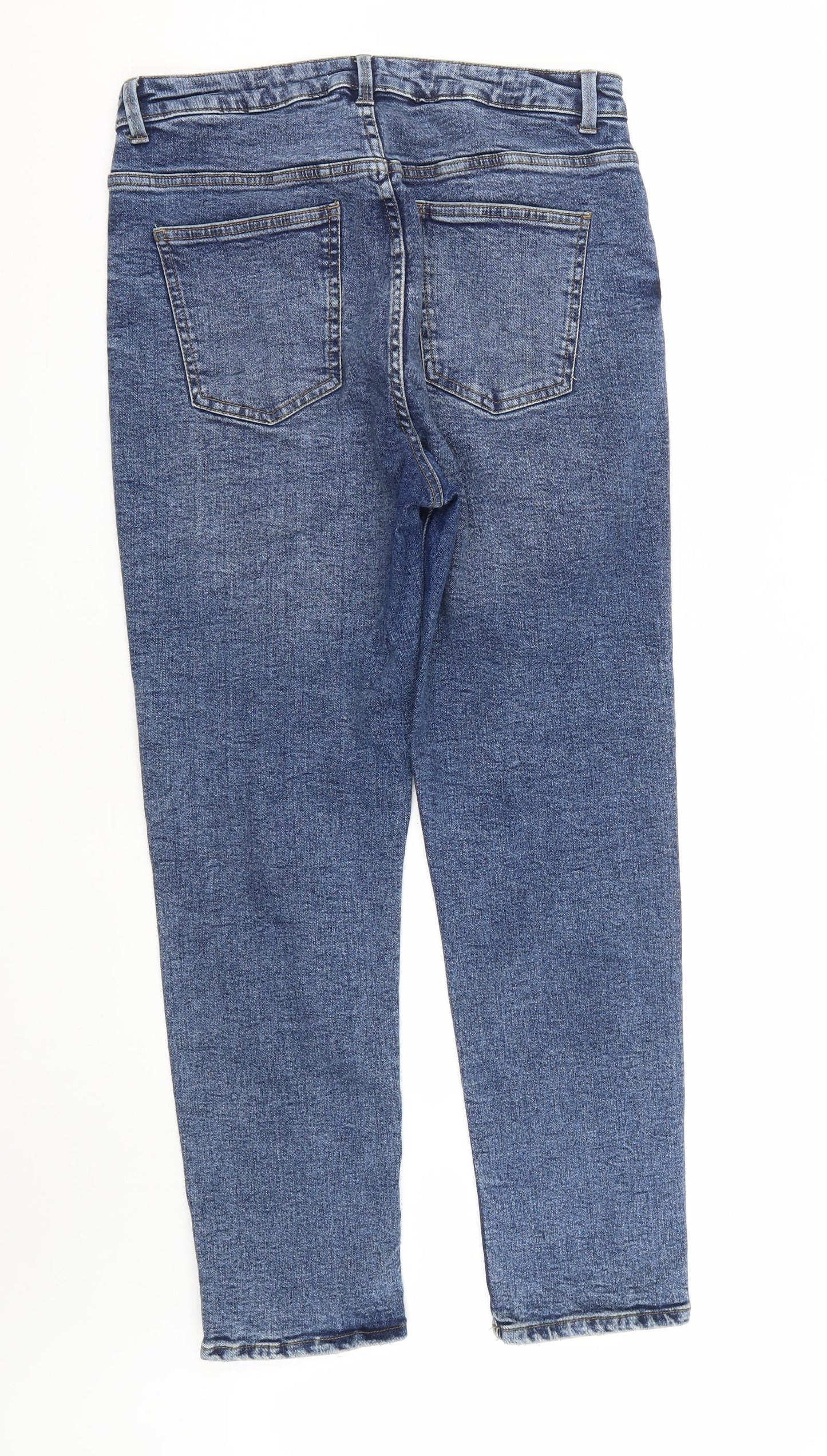 Denim & Co. Womens Blue  Cotton Straight Jeans Size 14 L30 in Regular Zip