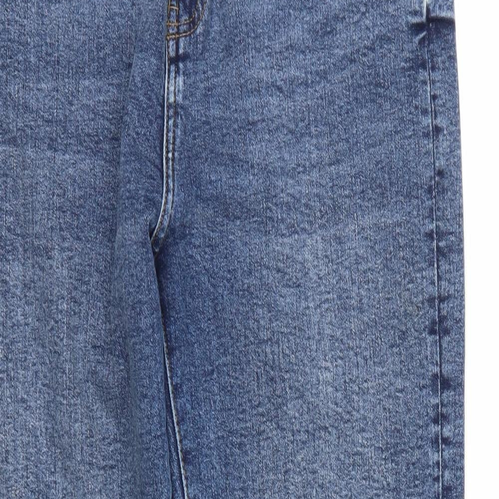 Denim & Co. Womens Blue  Cotton Straight Jeans Size 14 L30 in Regular Zip