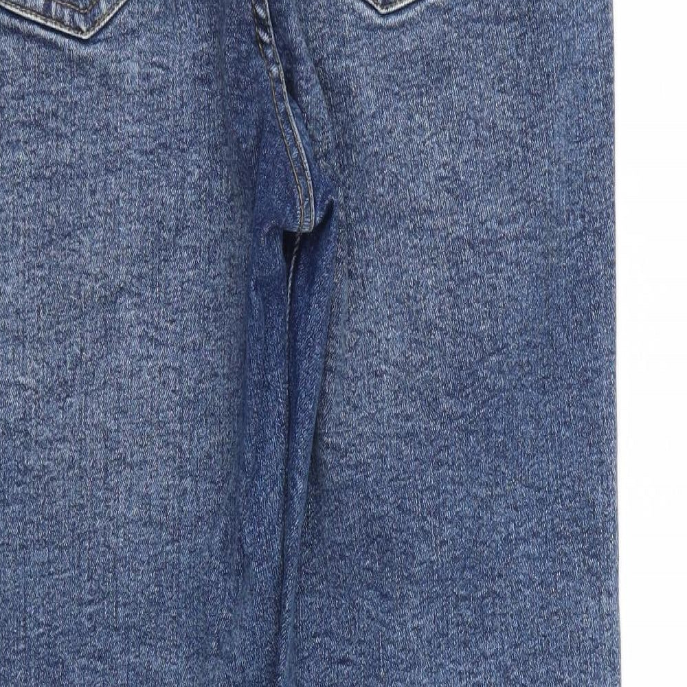 Denim & Co. Womens Blue  Cotton Straight Jeans Size 14 L30 in Regular Zip