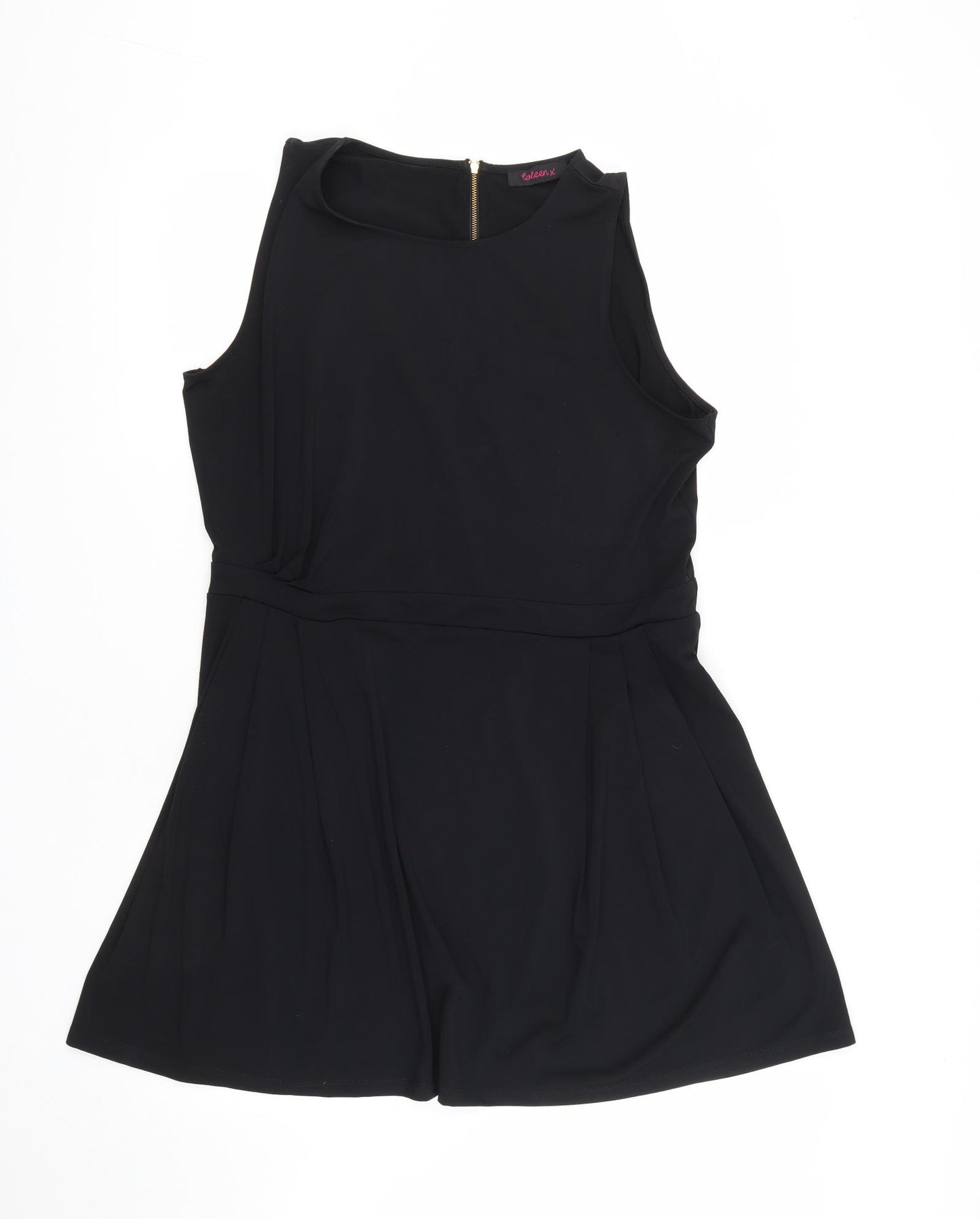 Coleen Womens Black  Polyester Fit & Flare  Size 16  Round Neck Zip