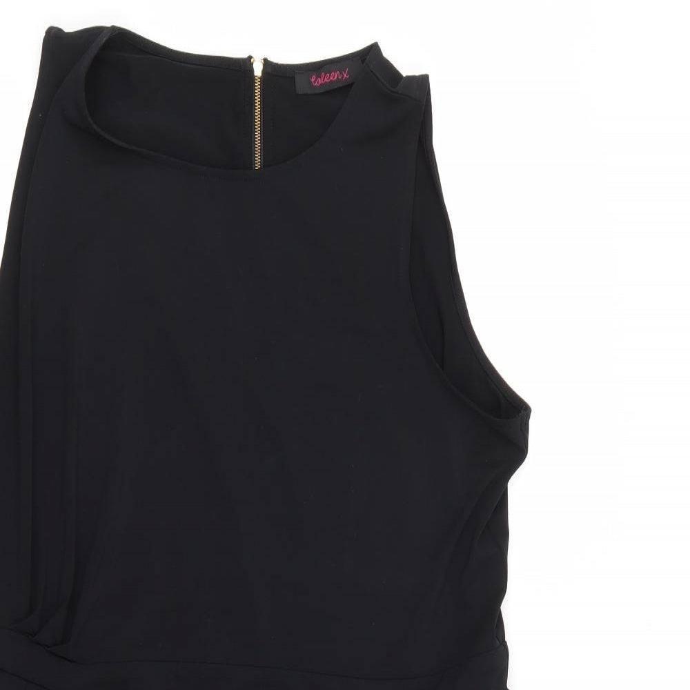 Coleen Womens Black  Polyester Fit & Flare  Size 16  Round Neck Zip