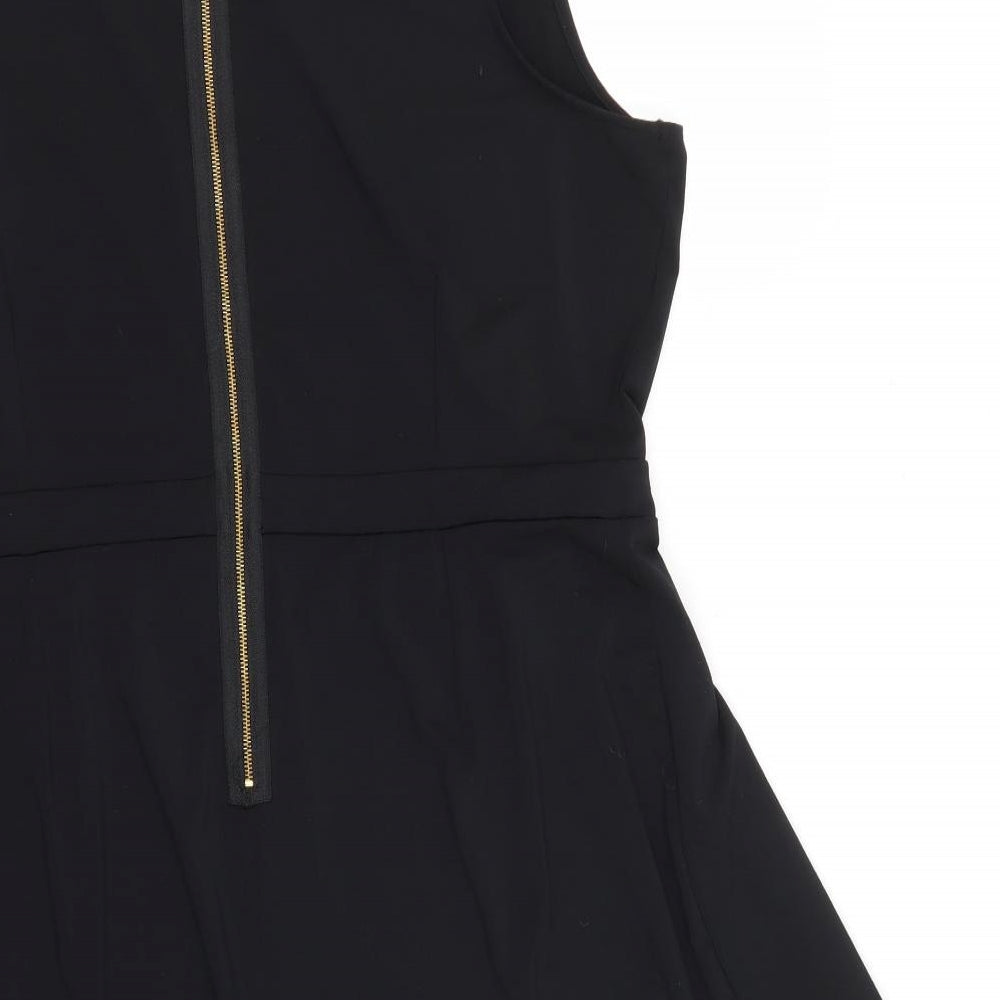 Coleen Womens Black  Polyester Fit & Flare  Size 16  Round Neck Zip