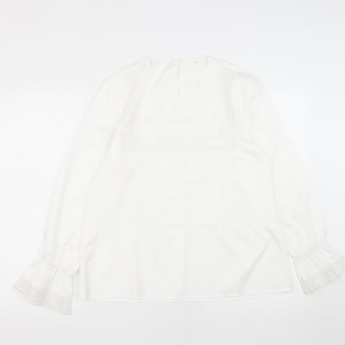 Preworn Womens White  Polyester Basic Blouse Size M Roll Neck