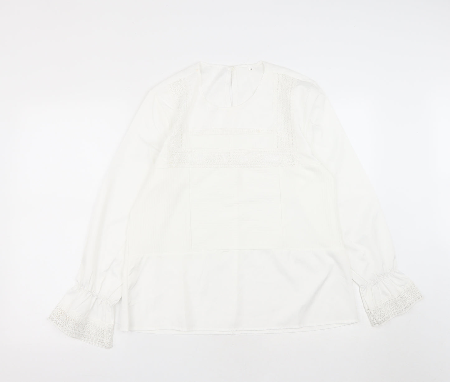 Preworn Womens White  Polyester Basic Blouse Size M Roll Neck