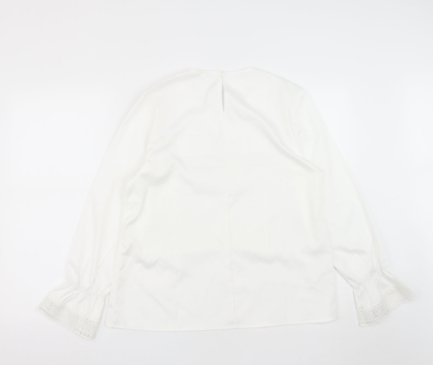 Preworn Womens White  Polyester Basic Blouse Size M Roll Neck