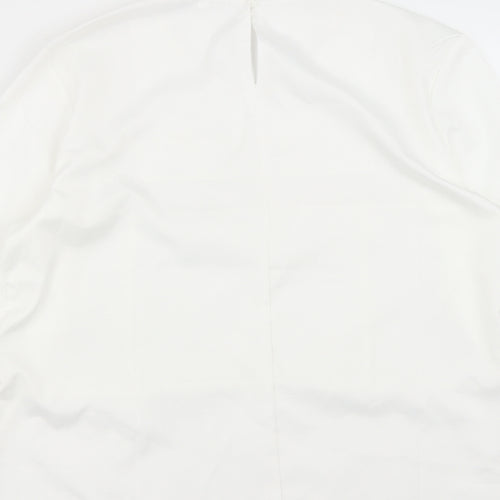 Preworn Womens White  Polyester Basic Blouse Size M Roll Neck