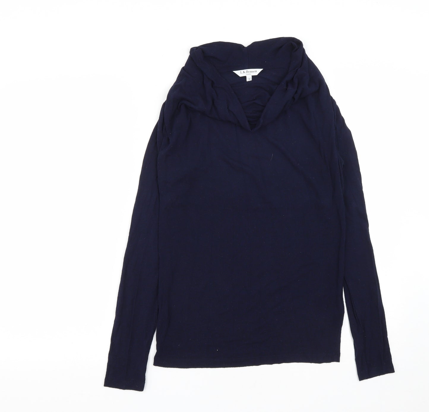 L.K. Bennett Womens Blue  Viscose Basic T-Shirt Size S Cowl Neck