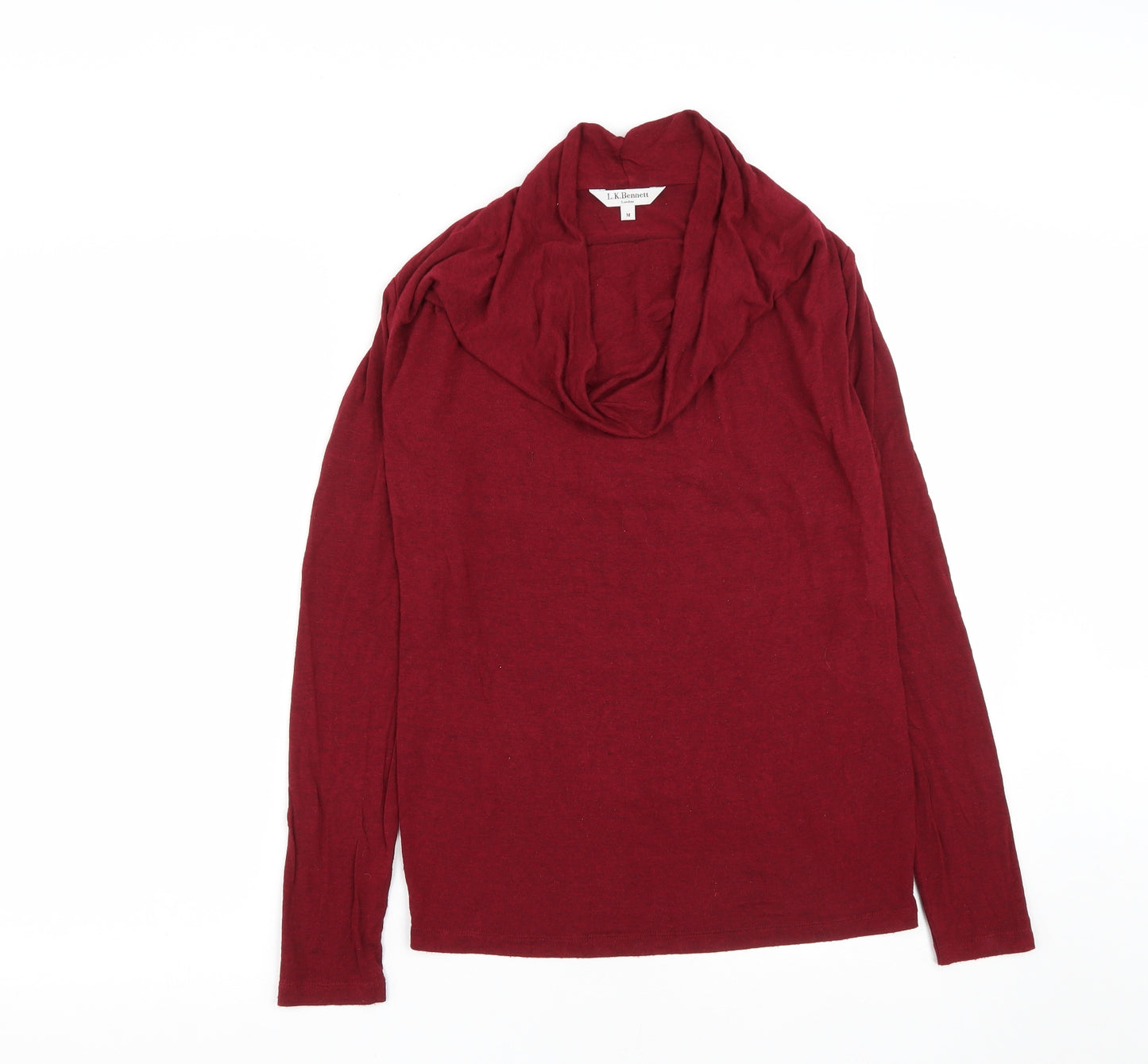 L.K. Bennett Womens Red  Viscose Basic T-Shirt Size M Cowl Neck