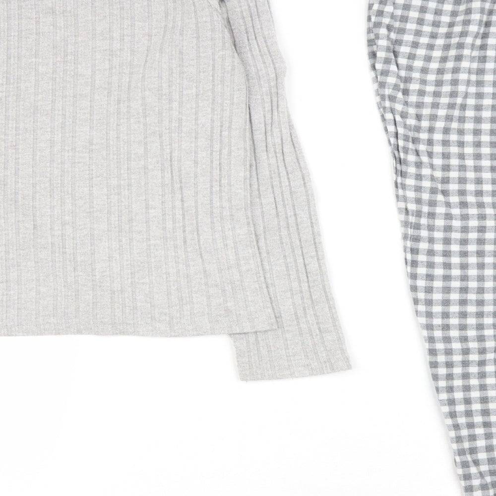Primark Womens Grey Check Polyester Top Pyjama Set Size XL  Drawstring